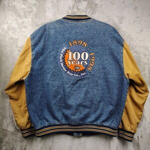 Vintage Ford‎ Meter Box Co. Denim Jacket Mens XL 1998 Coat Distressed